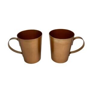 Vintage Set of 2 Copper Tone Aluminum Handled Drinking Mugs Mule Cup MCM Barware